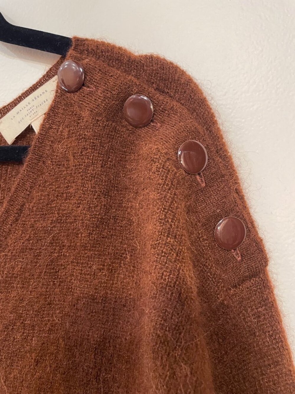Last Call! EUC Sezane Nelson Mohair Alpaca V-Neck Sweater Rust Brown Small - Picture 4 of 7